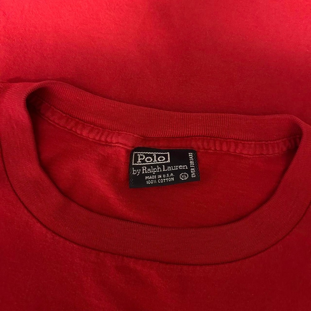 Vintage 90s Polo Ralph Lauren Red Pocket T Shirt Mens XL Made in USA T-Shirt - Picture 4 of 6